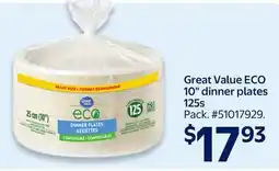 Walmart Great Value ECO 10 dinner plates 125s offer