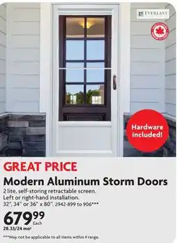 Home Hardware Modern Aluminum Storm Doors offer
