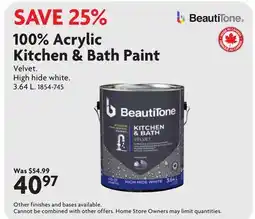 Home Hardware 100% Acrylic Kitchen & Bath Paint offer
