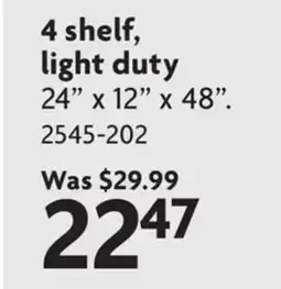 Home Hardware Adjustable Shelving Units, 4 shelf, light duty offer