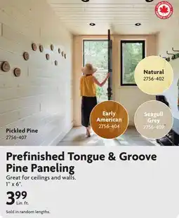 Home Hardware Prefinished Tongue & Groove Pine Paneling Early American offer