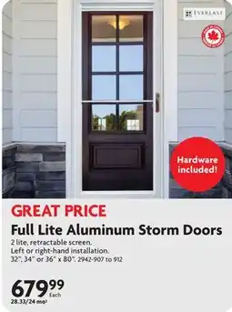 Home Hardware Full Lite Aluminum Storm Doors offer