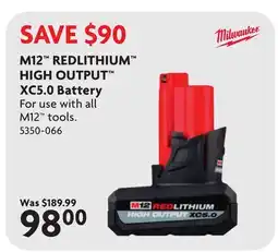 Home Hardware M12 REDLITHIUM HIGH OUTPUT XC5.0 Battery offer