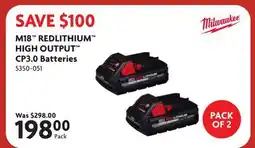 Home Hardware M18 REDLITHIUM HIGH OUTPUT CP3.0 Batteries offer