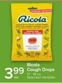 Metro RICOLA COUGH DROPS offer