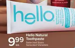 Metro HELLO NATURAL TOOTHPASTE offer