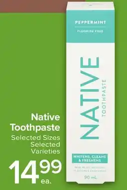 Metro NATIVE TOOTHPASTE offer