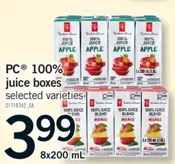 Fortinos PC 100% JUICE BOXES offer