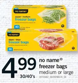 Fortinos NO NAME FREEZER BAGS, 30/40'S offer
