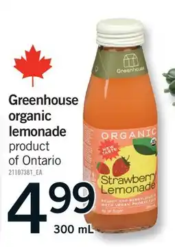 Fortinos GREENHOUSE ORGANIC LEMONADE offer