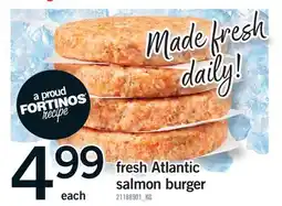 Fortinos FRESH ATLANTIC SALMON BURGER offer