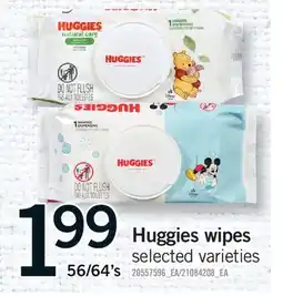 Fortinos HUGGIES WIPES, 56/64'S offer