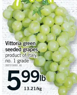 Fortinos VITTORIA GREEN SEEDED GRAPES offer