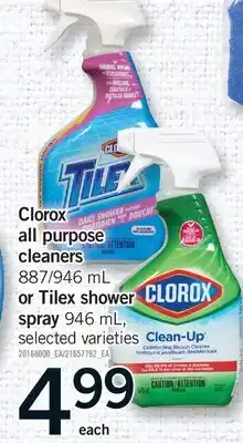 Fortinos CLOROX ALL PURPOSE CLEANERS, 887/946 ML OR TILEX SHOWER SPRAY offer