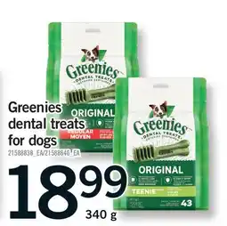 Fortinos GREENIES DENTAL TREATS FOR DOGS offer