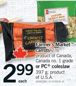 Fortinos FARMER'S MARKET CARROTS, 2 LB OR PC COLESLAW offer