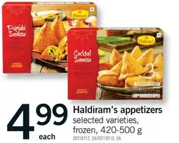 Fortinos HALDIRAM'S APPETIZERS offer