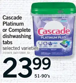 Fortinos CASCADE PLATINUM PLUS COMPLETE DISHWASHING TABS, 51-90'S offer