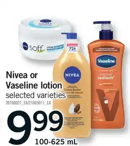 Fortinos NIVEA OR VASELINE LOTION offer