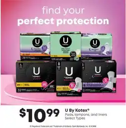 Fortinos U BY KOTEX PADS, TAMPONS, AND LINERS offer