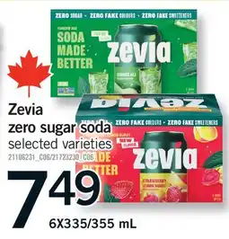 Fortinos ZEVIA ZERO SUGAR SODA, 6X335/355 ML offer