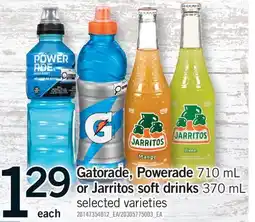 Fortinos GATORADE, POWERADE 710 ML OR JARRITOS SOFT DRINKS 370 ML offer