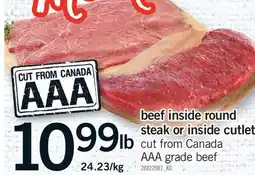 Fortinos BEEF INSIDE ROUND STEAK OR INSIDE CUTLET offer
