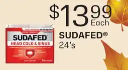 Fortinos SUDAFED HEAD COLD & SINUS, 24's offer