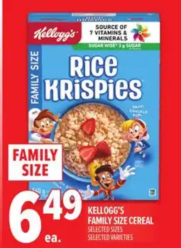 Metro KELLOGG'S FAMILY SIZE CEREAL offer