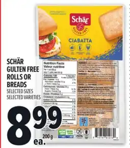 Metro SCHÄR GULTEN FREE ROLLS, BREAD OR PIZZA CRUST offer