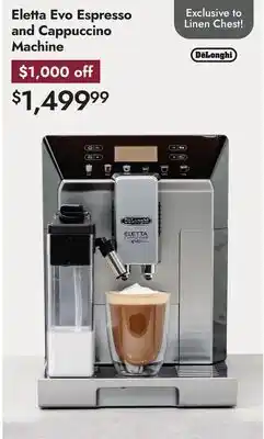 Linen Chest DeLonghi Eletta Evo Espresso and Cappuccino Machine offer