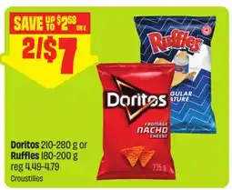 FreshCo Doritos 210-280 g or Ruffles 180-200 g offer