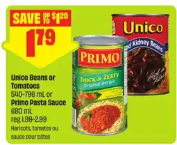 FreshCo Unico Beans or Tomatoes 540-796 mL or Primo Pasta Sauce 680 mL offer