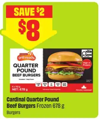 FreshCo Cardinal Quarter Pound Beef Burgers Frozen offer