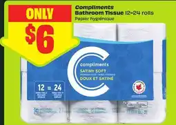 FreshCo Compliments Bathroom Tissue 12=24 rolls offer