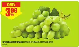 FreshCo Green Seedless Grapes Product of USA No. 1 Grade 8.90/kg offer