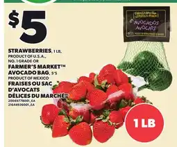 Independent Grocer STRAWBERRIES, 1 LB, FARMER'S MARKET AVOCADO BAG, 5'S offer