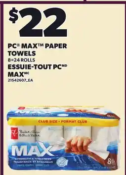 Independent Grocer PC MAX PAPER TOWELS, 8=24 ROLLS offer