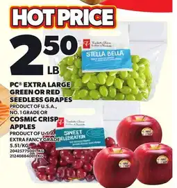 Independent Grocer PC EXTRA LARGE GREEN OR RED SEEDLESS GRAPES or COSMIC CRISP APPLES offer