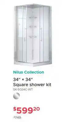 Bath Depot Nilus Collection 34 × 34 Square shower kit offer