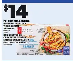 Independent Grocer PC TOM KHA GRILLING BUTTERFLIED BLACK TIGER SHRIMP SKEWERS offer