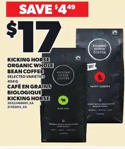 Independent Grocer KICKING HORSE ORGANIC WHOLE BEAN COFFEE offer
