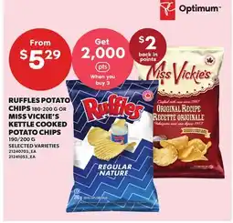 Independent Grocer RUFFLES POTATO CHIPS, 180-200 G OR MISS VICKIE'S KETTLE COOKED POTATO CHIPS, 190/200 G offer