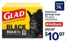 Walmart Glad black garbage bags offer