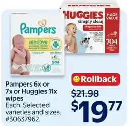 Walmart Pampers wipes or Huggies wipes offer