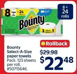 Walmart Bounty Select-A-Size paper towels offer