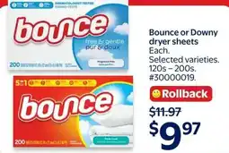 Walmart Bounce dryer sheets offer