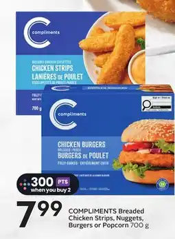 Sobeys COMPLIMENTS Breaded Chicken Strips, Nuggets, Burgers or Popcorn offer