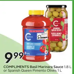 Sobeys COMPLIMENTS Basil Marinara Sauce offer