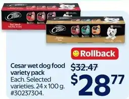 Walmart Cesar wet dog food variety pack offer